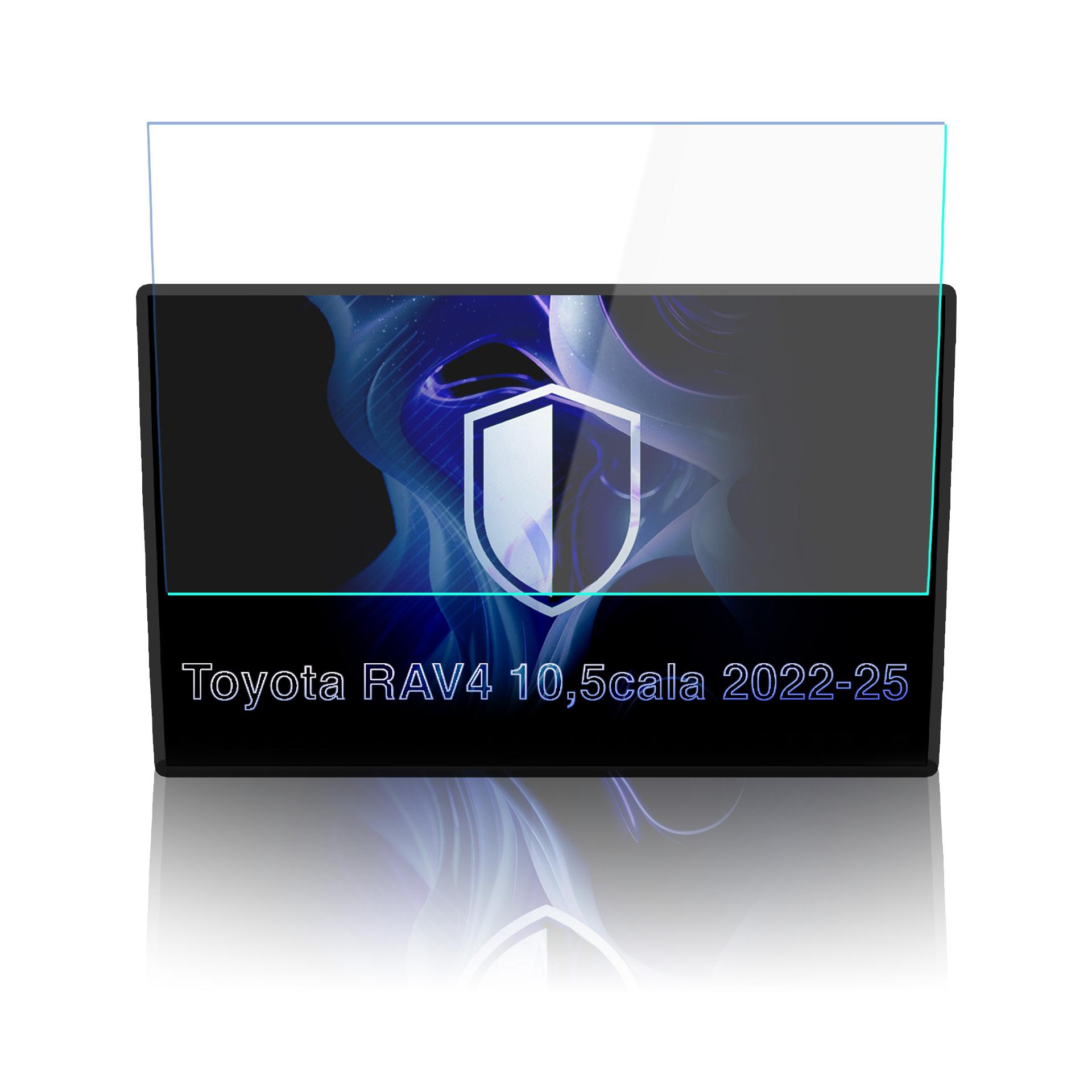 Stylizowane godło nad tekstem "Toyota RAV4 10,5scala 2022-25".