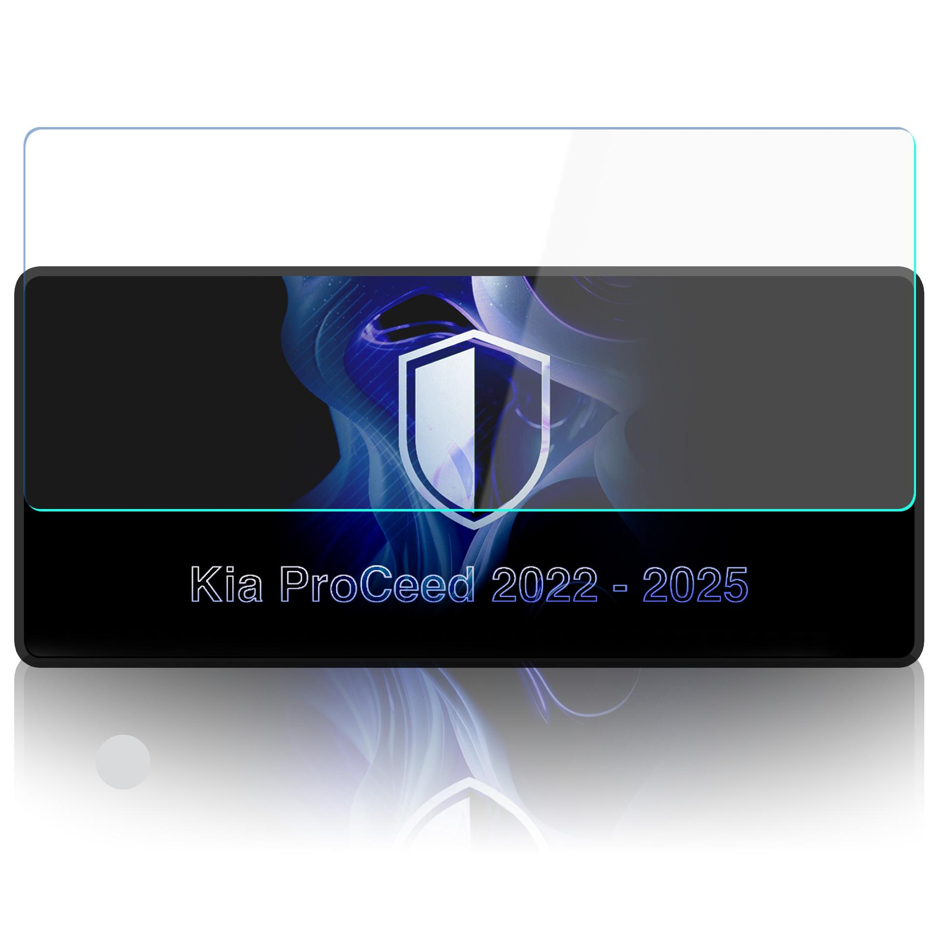 Folia ochronna na ekran do Kia Proceed 2022-2025 z niebieskim wzorem i logo.