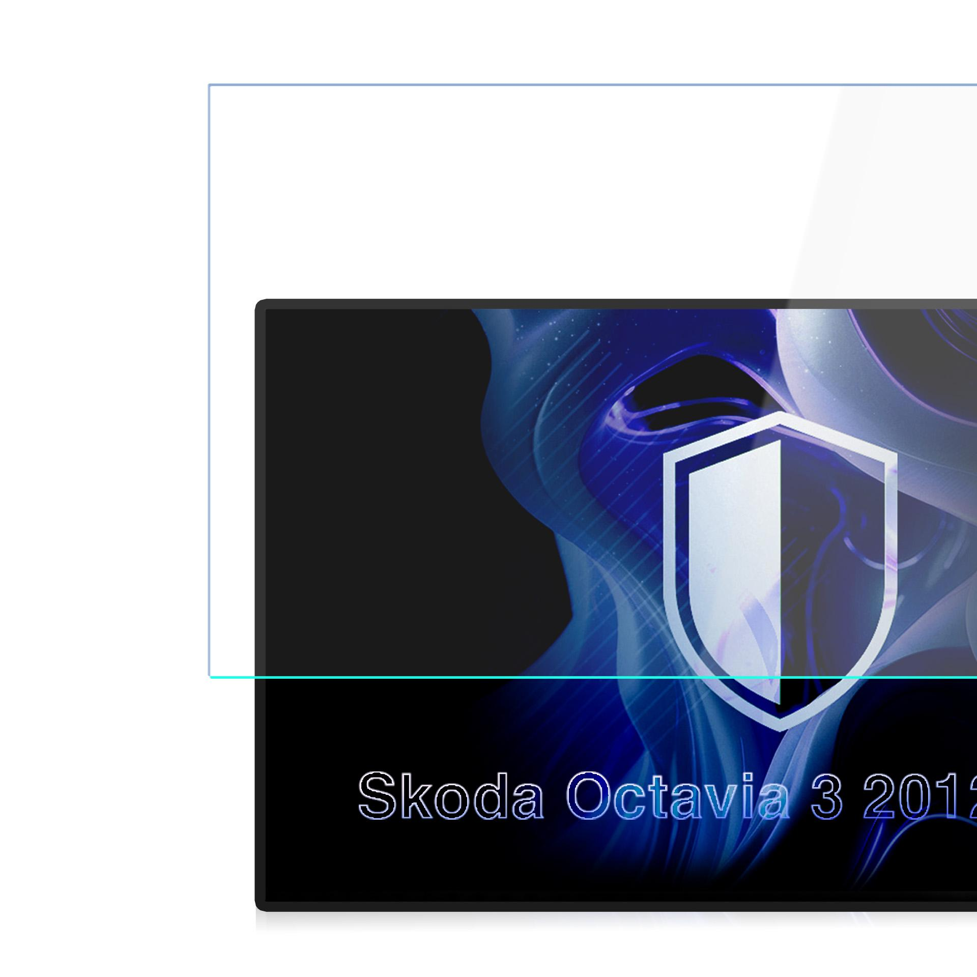 Ikona tarczy nad "Skoda Octavia 3 2012" na niebieskim tle.