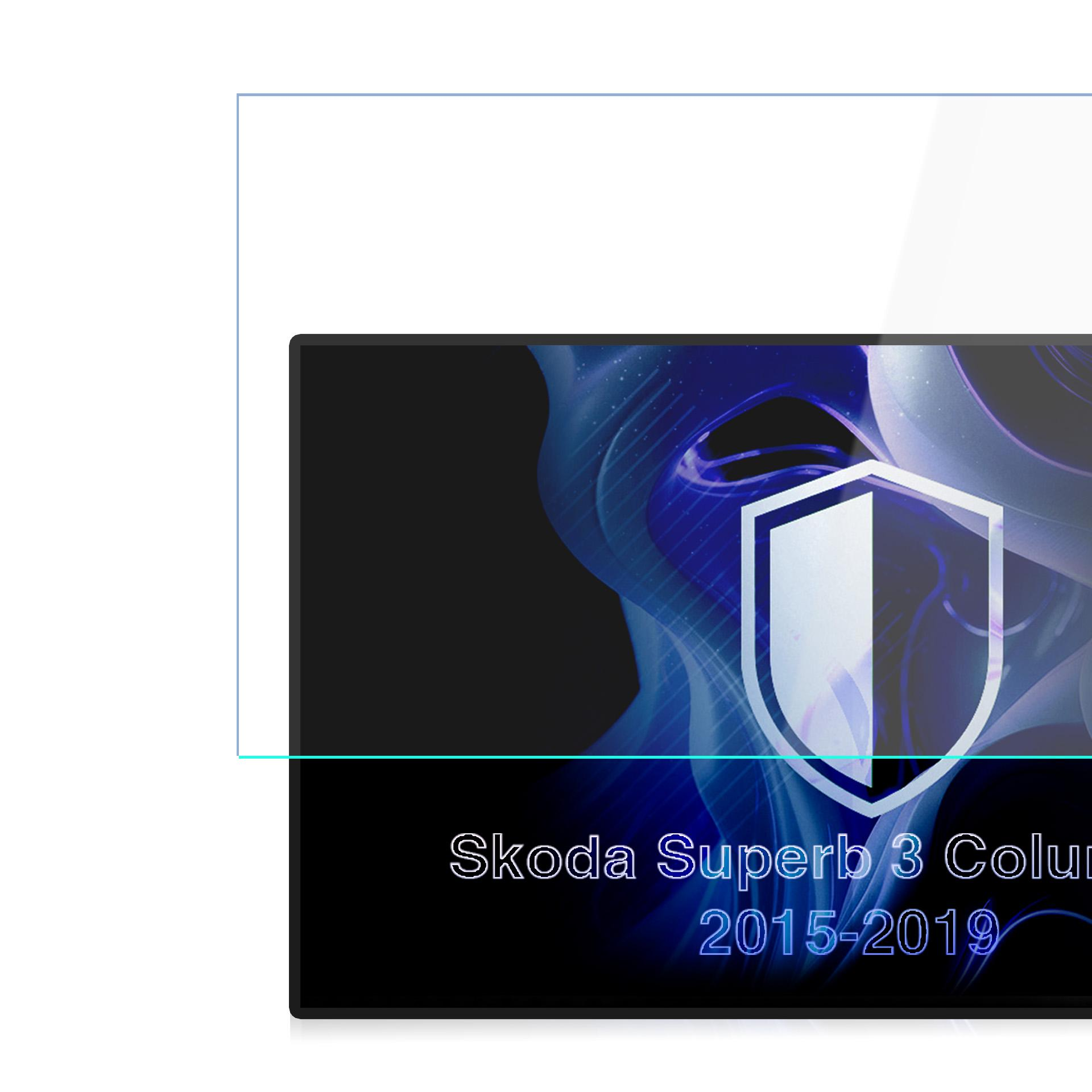 Folia ochronna na ekran do Skoda Superb 3 z ikoną tarczy i falą.