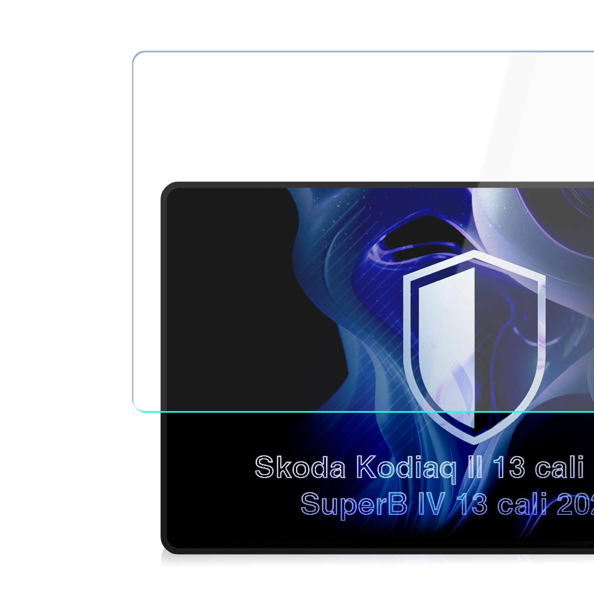 Folia ochronna z logo i napisem Skoda na ciemnym tle.