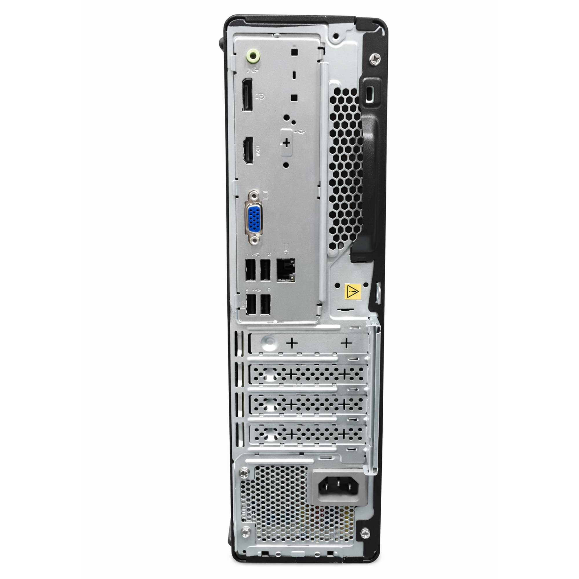 HDMI, VGA, USB ve güç girişi gibi bağlantı noktalarını gösteren bir PC'nin arkası.