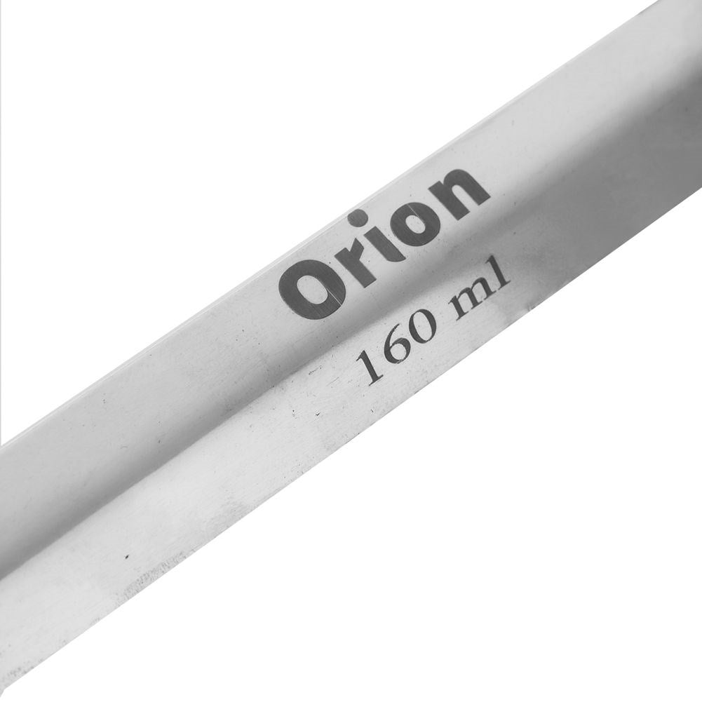 Contenedor plateado con texto "Orion 160 ml".