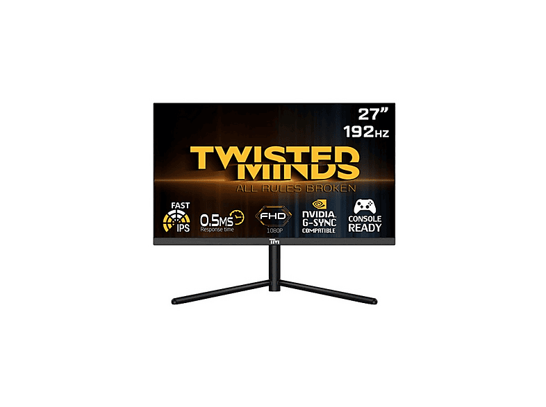 TWISTED MINDS TM27FHD192IPS HDMI DP HDR400 FAST IPS Çerçeve 27 inç 2K 0,5 ms 192 Hz Gaming Monitör Siyah