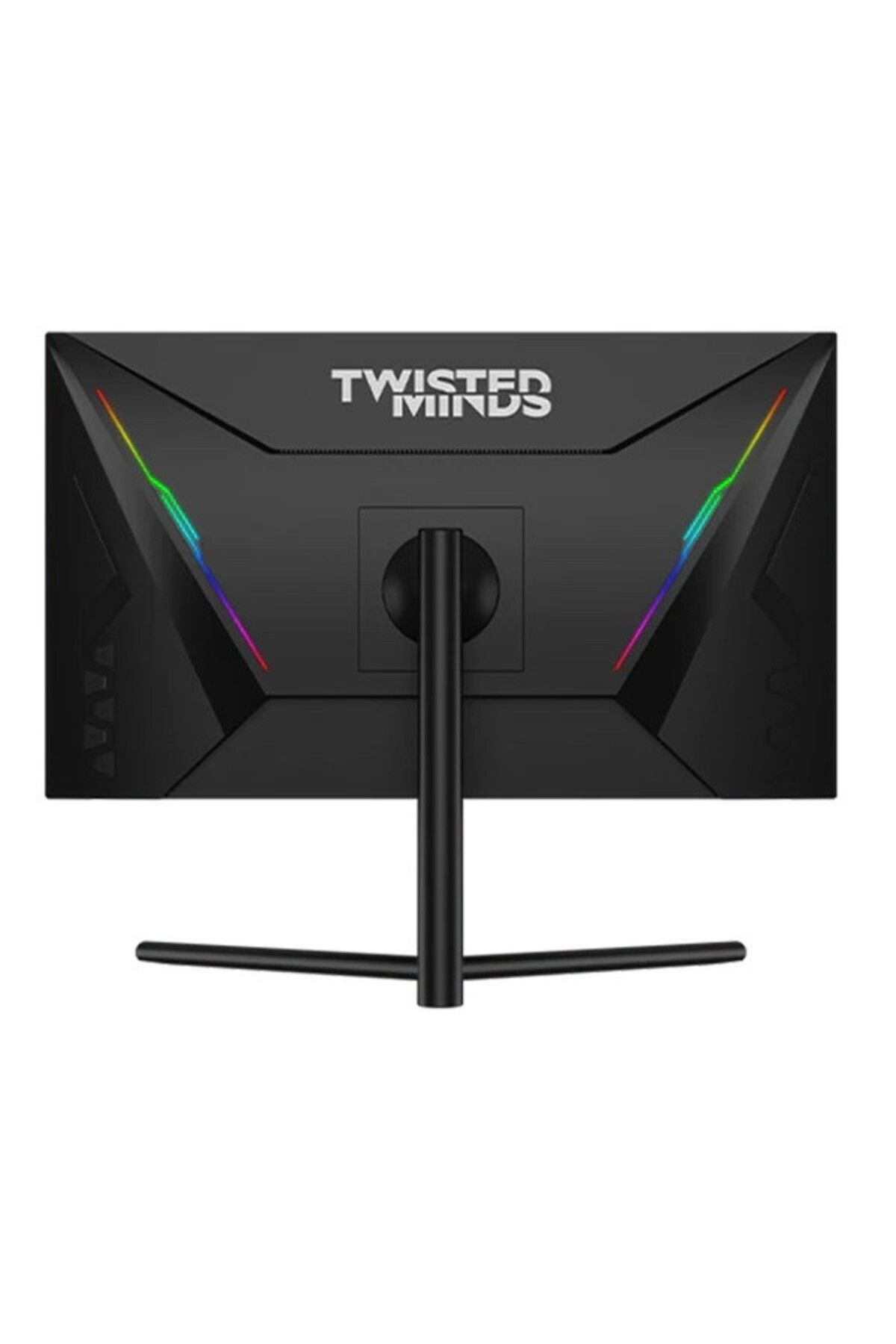 RGB vurgulara ve Twisted Minds logosuna sahip siyah oyuncu monitörü.