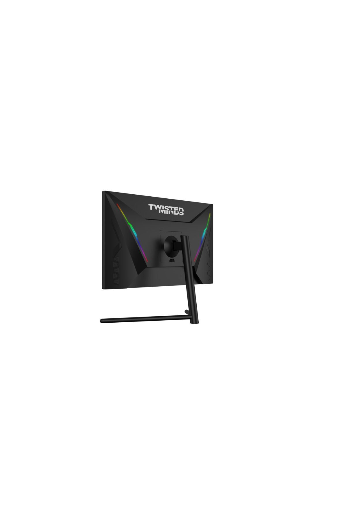 RGB aydınlatmalı ve TWISTER MINDS logolu siyah monitörün arkası.