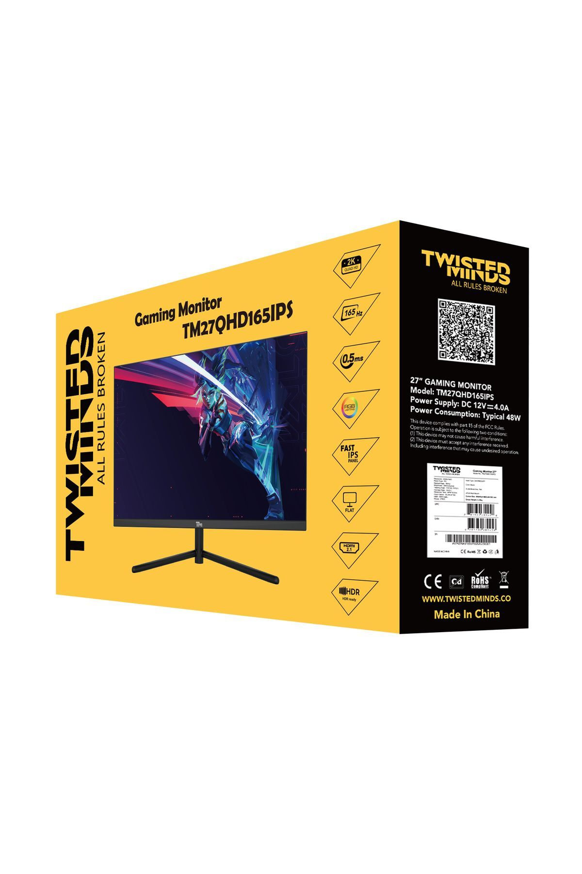27 inçlik oyun monitörü, 2K çözünürlük, 165Hz, 0,5ms ve HDR özellikli.