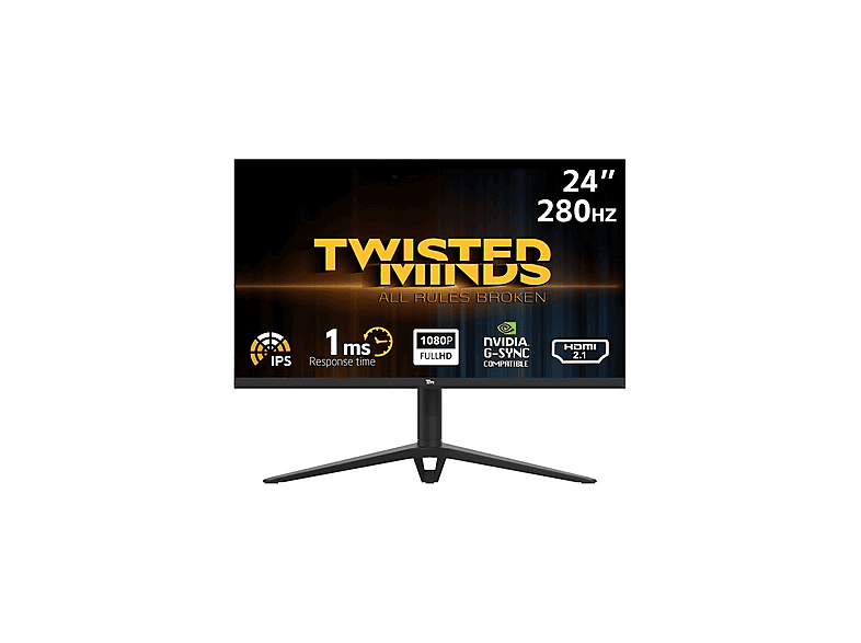 TWISTED MINDS TM24FHD280IPS HDMI DP IPS HDR100 ADAPTIVE-SYNC 24,5 inç 2K 1 ms 280 Hz Gaming Monitör Siyah