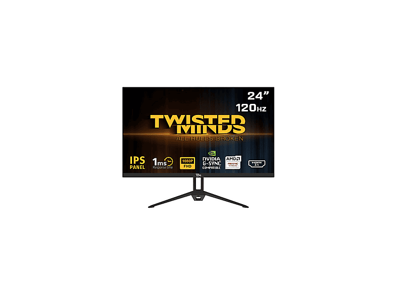 TWISTED MINDS TM24FHD120IPS HDMI DP IPS Çerçevesiz 24 inç 2K 1 ms 120 Hz Gaming Monitör Siyah