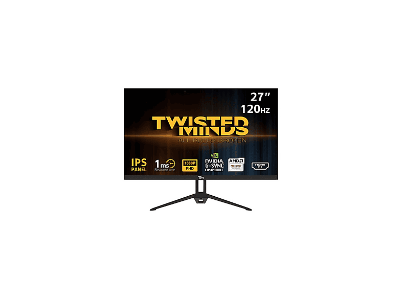 TWISTED MINDS TM27FHD120IPS HDMI DP IPS Çerçevesiz 27 inç 2K 1 ms 120 Hz Gaming Monitör Siyah