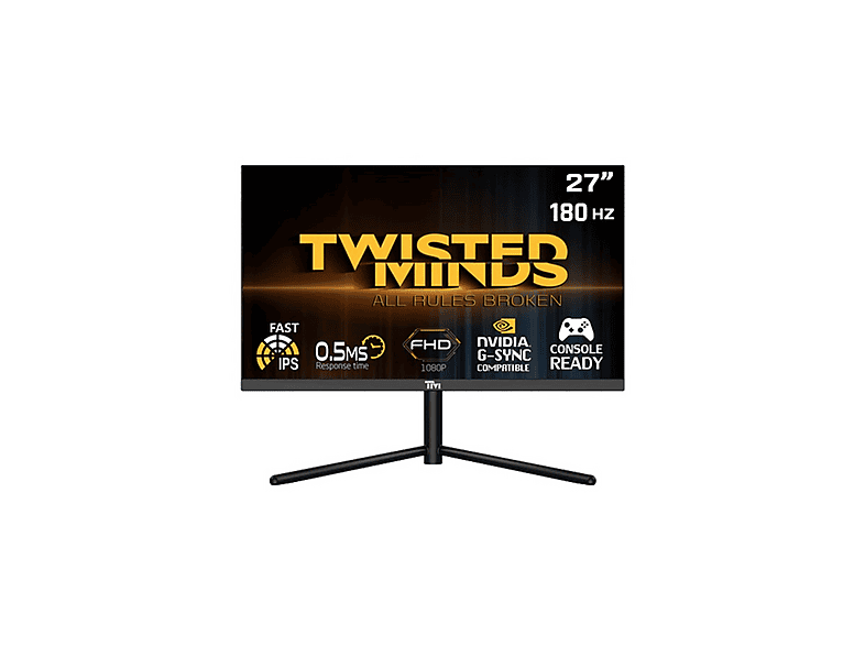 TWISTED MINDS TM27FHD180IPS HDMI DP FAST IPS ADAPTIVE-SYNC Çerçevesiz 27 inç 2K 0,5 ms 180 Hz Gaming Monitör Siyah