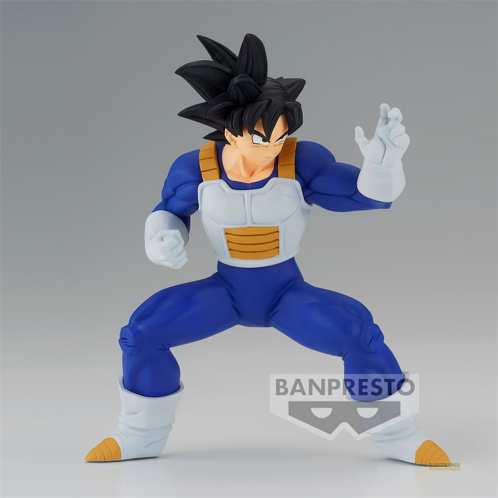 Figura de acción de un hombre con pelo negro, traje azul y armadura blanca.