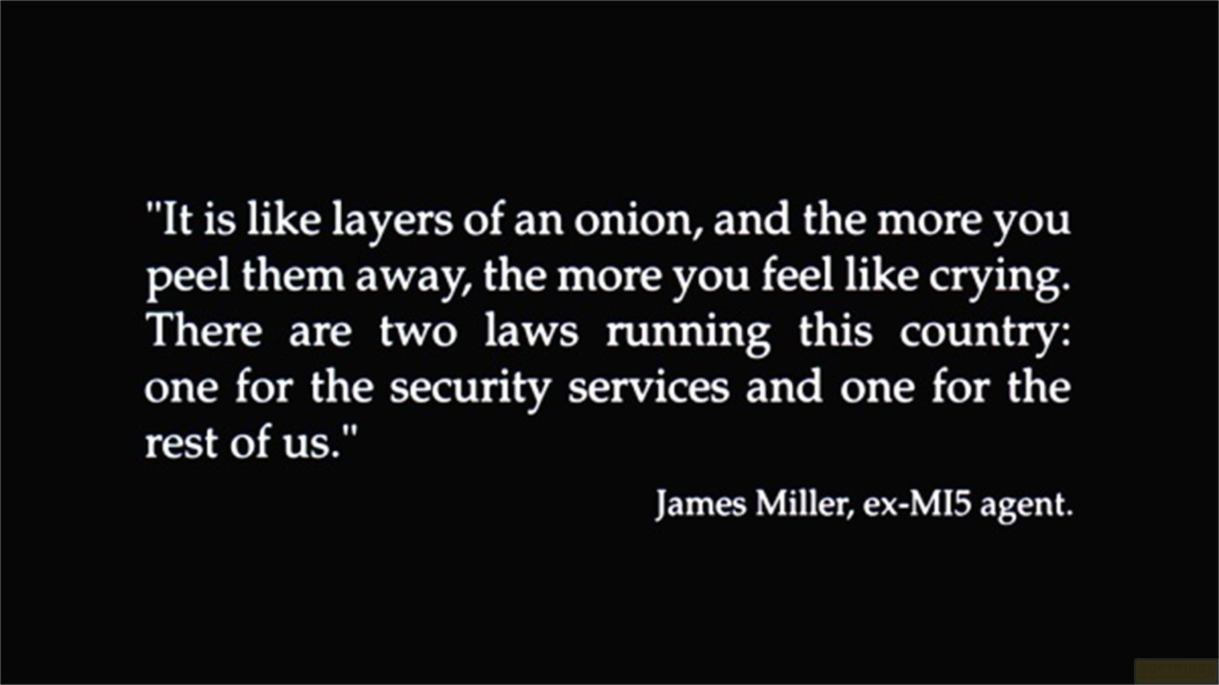 Text über Zwiebelschichten, Tränen und zwei Gesetze, zitiert von James Miller.