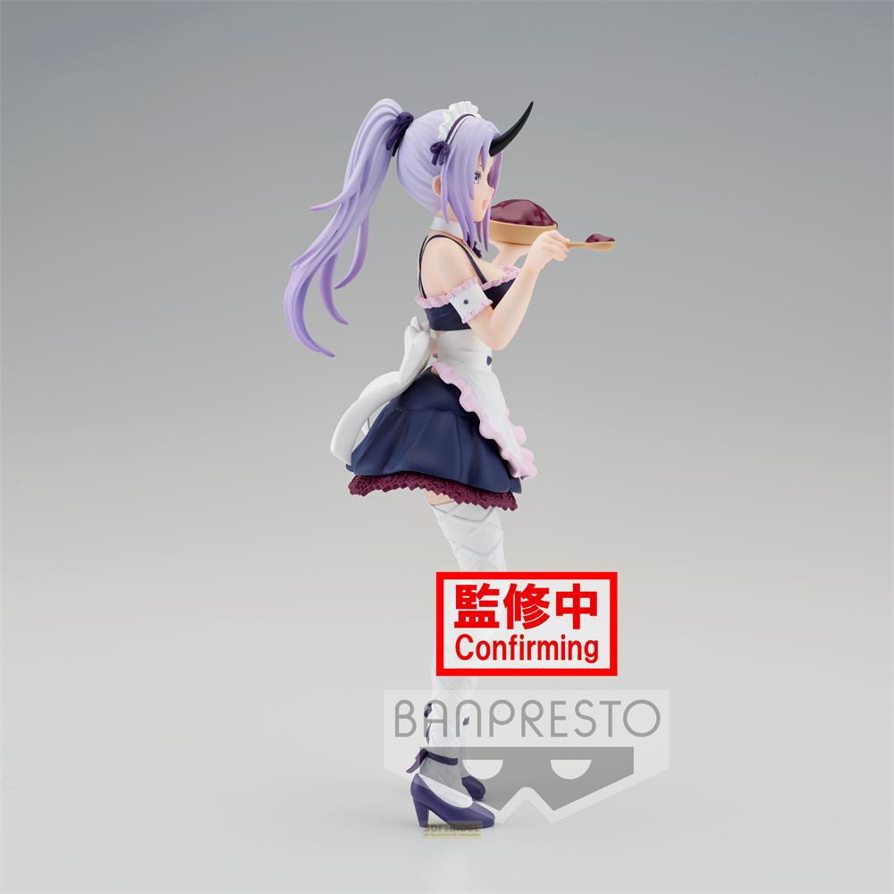 Figura de anime de sirvienta sosteniendo un cuenco de comida, presentándolo.