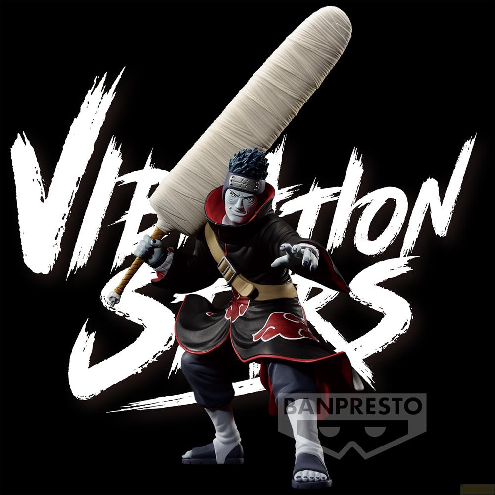Una figura de Kisame lleva una espada al hombro sobre un fondo negro.