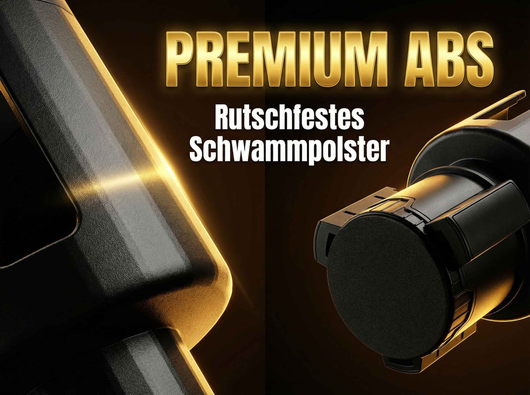 Premium ABS mit rutschfestem Schwammpolster, detaillierte Nahaufnahme.