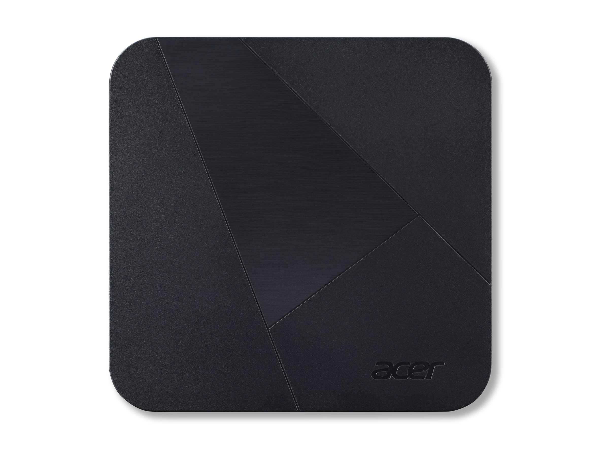 Schwarzes Acer externes Laufwerk mit geometrischem Muster und gebürsteter Oberfläche.