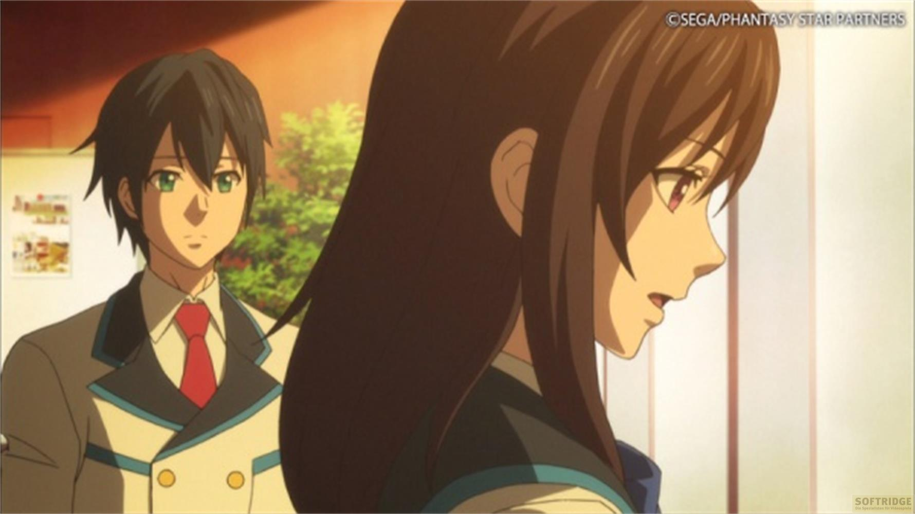 Scena anime con un uomo dai capelli neri e occhi verdi in uniforme.