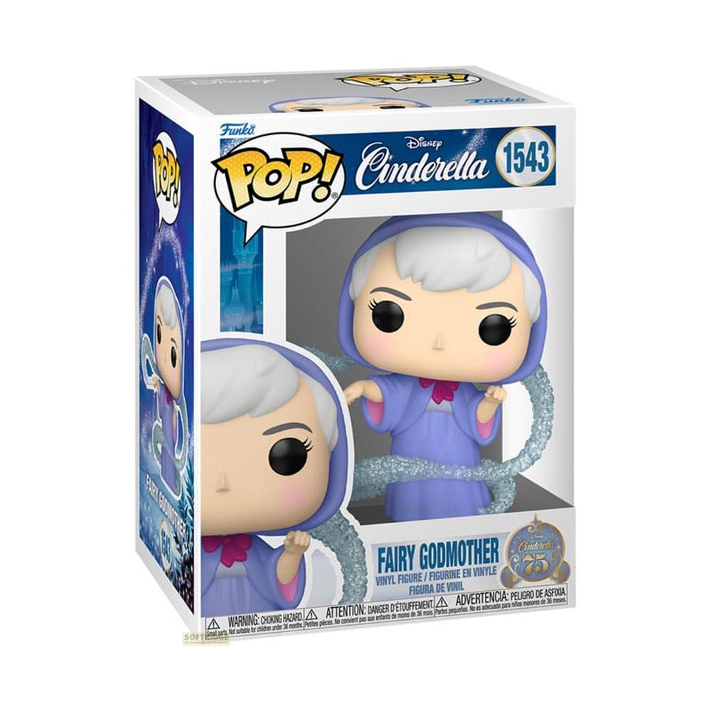 Action figure Funko Pop! in vinile della Fata Madrina di Cenerentola viola.