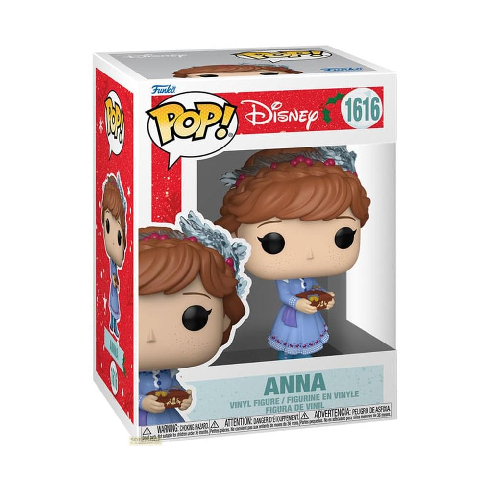 Figurka Funko Pop! Disney Anna winylowa w pudełku. Brązowe włosy, niebieska sukienka, trzyma miskę.