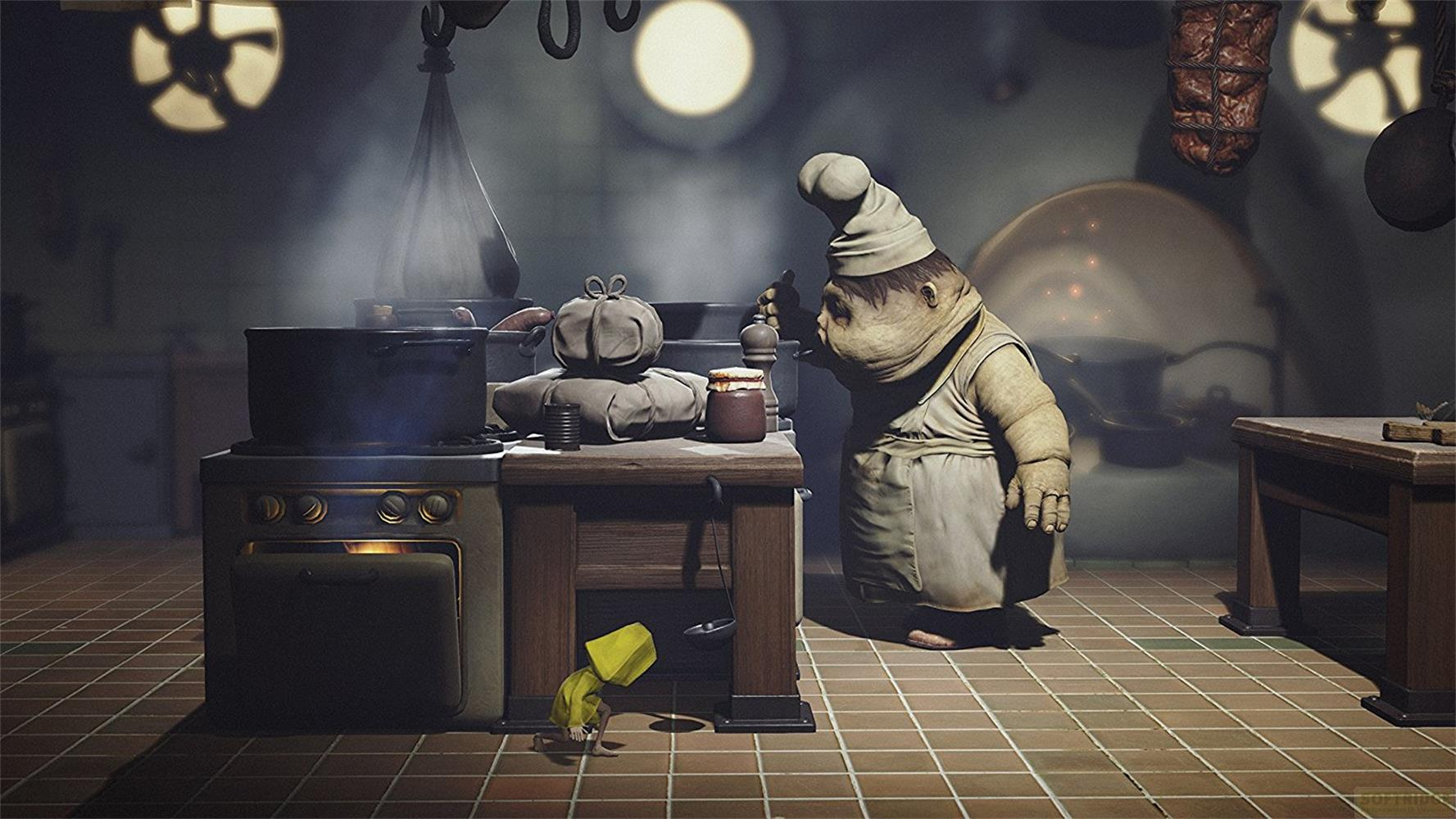 Un chef coiffé d'un toque et portant un tablier assaisonne des aliments sur une cuisinière.