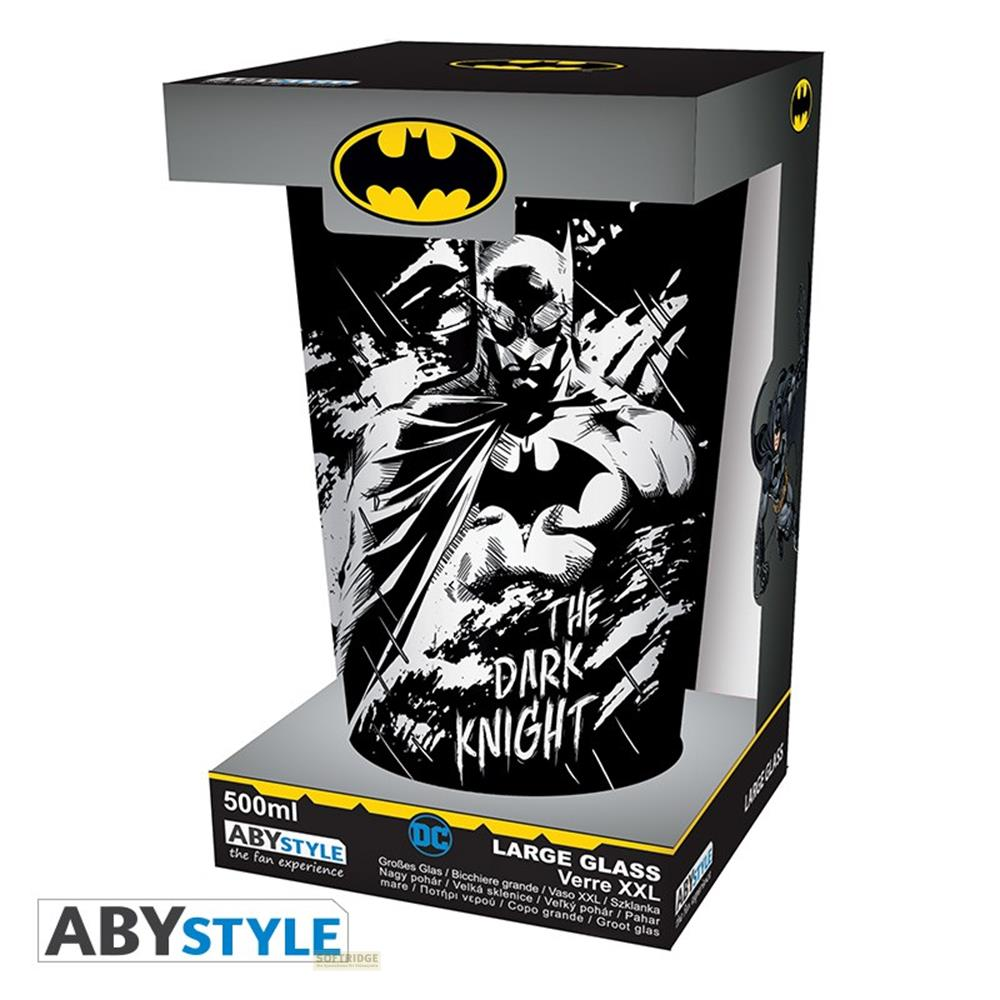 Batman Glas mit dem Aufdruck "The Dark Knight", 500 ml Fassungsvermögen.