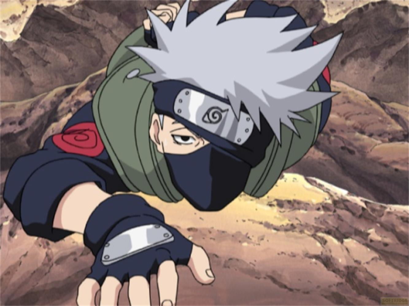 Un personaggio anime con i capelli grigi si arrampica su un terreno roccioso e ripido.