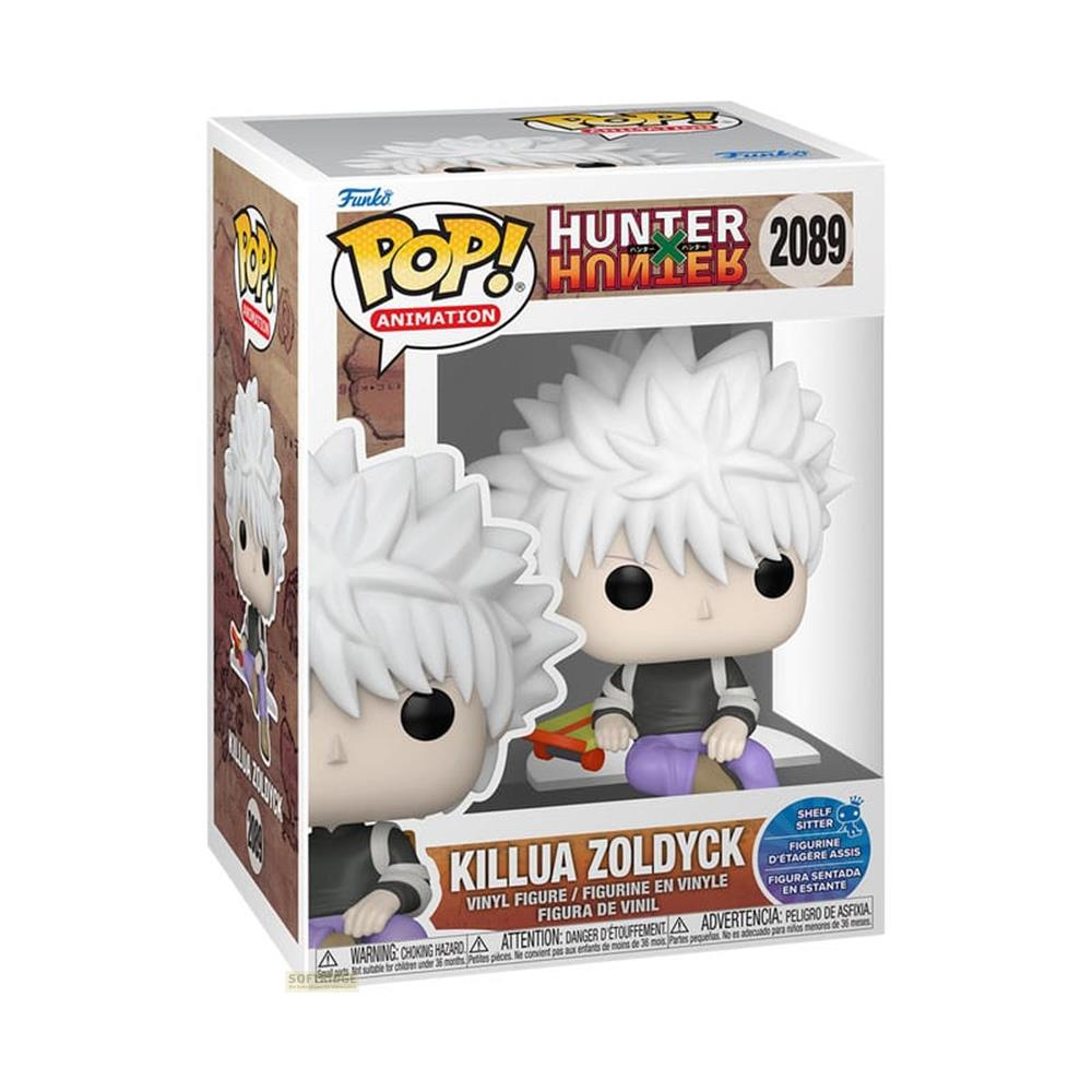 Figurka Funko Pop! winylowa Killua Zoldyck z Hunter x Hunter, siedząca na deskorolce.