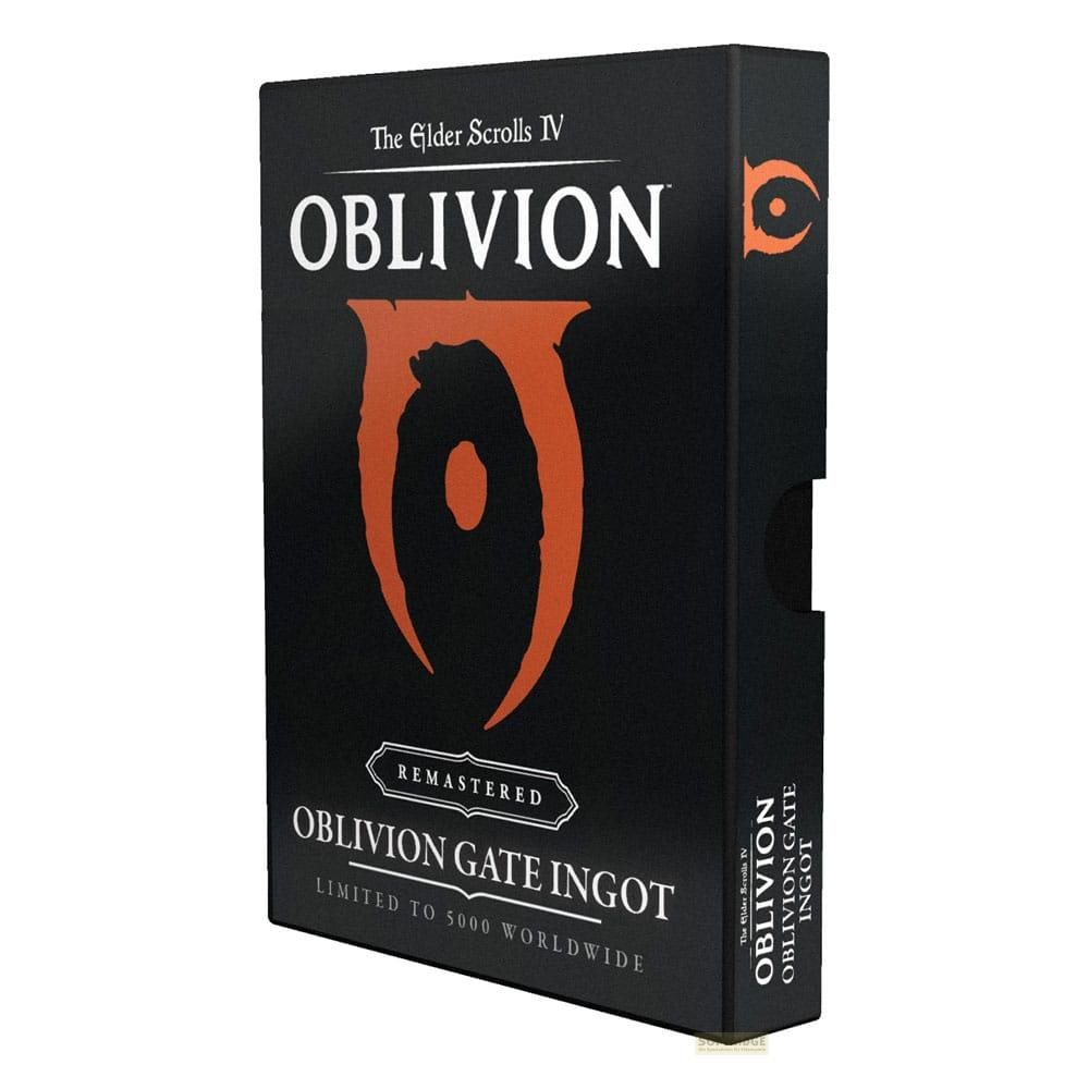 Schwarze Box mit The Elder Scrolls IV OBLIVION Aufdruck und einem roten Symbol.