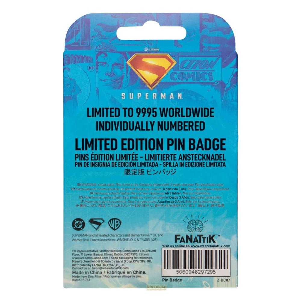Superman-Pin, limitiert auf 9995 Stück, mit DC-Comics-Logo.