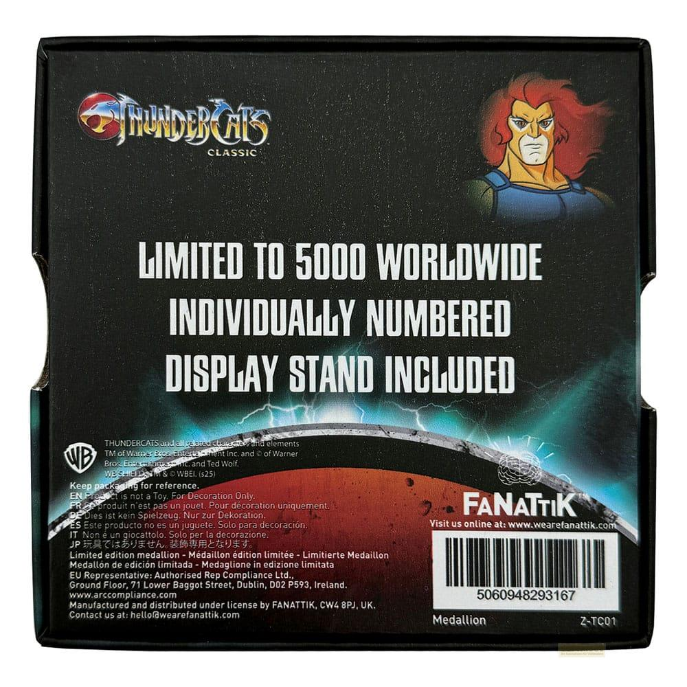 Thundercats-Logo, Schriftzug 'Classic', ein Charakterbild, 'Limited to 5000 Worldwide'.