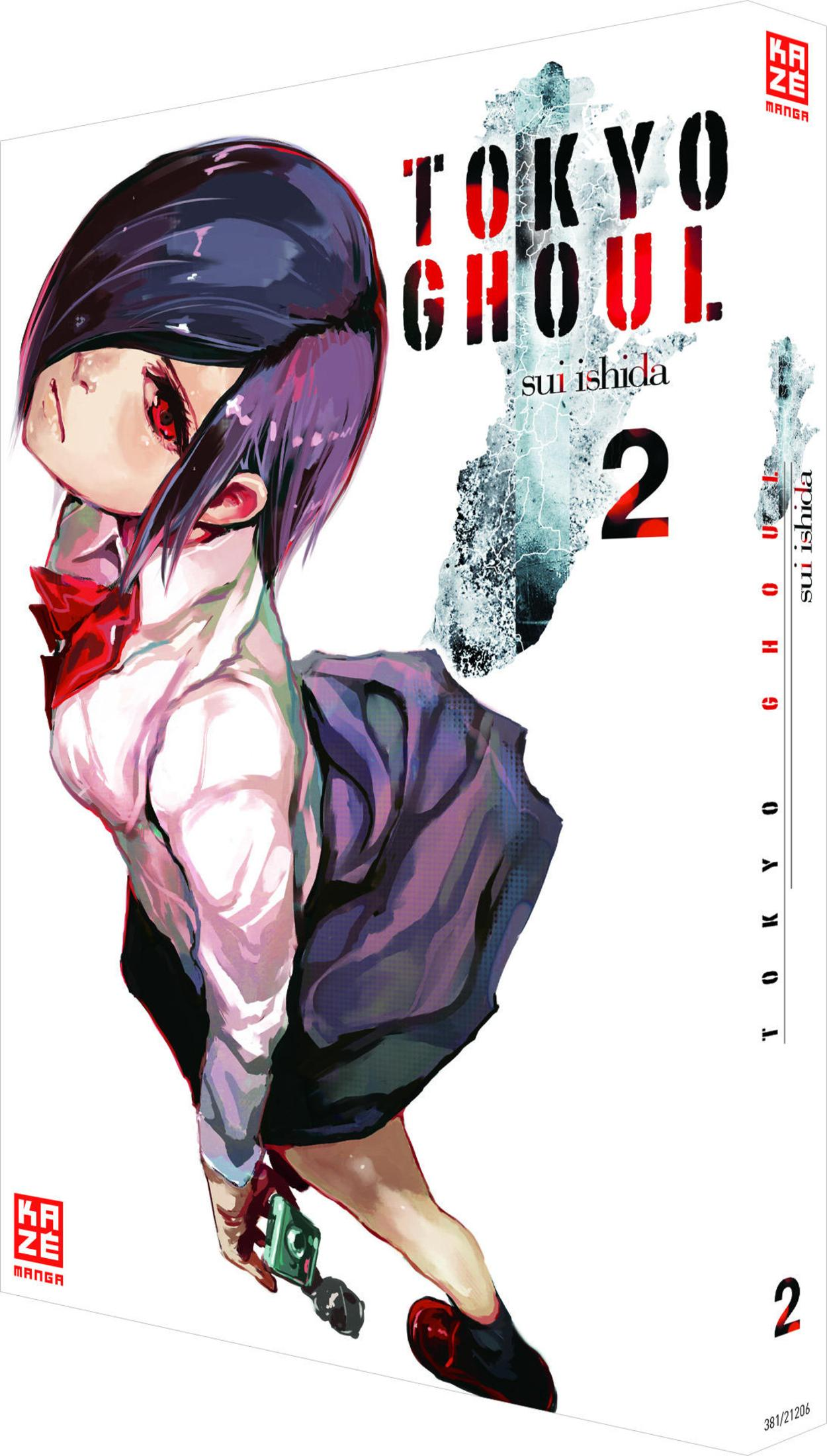 Manga-Cover: Junge mit lila Haaren, rotem Schal, weißem Hemd, dunklem Rock.