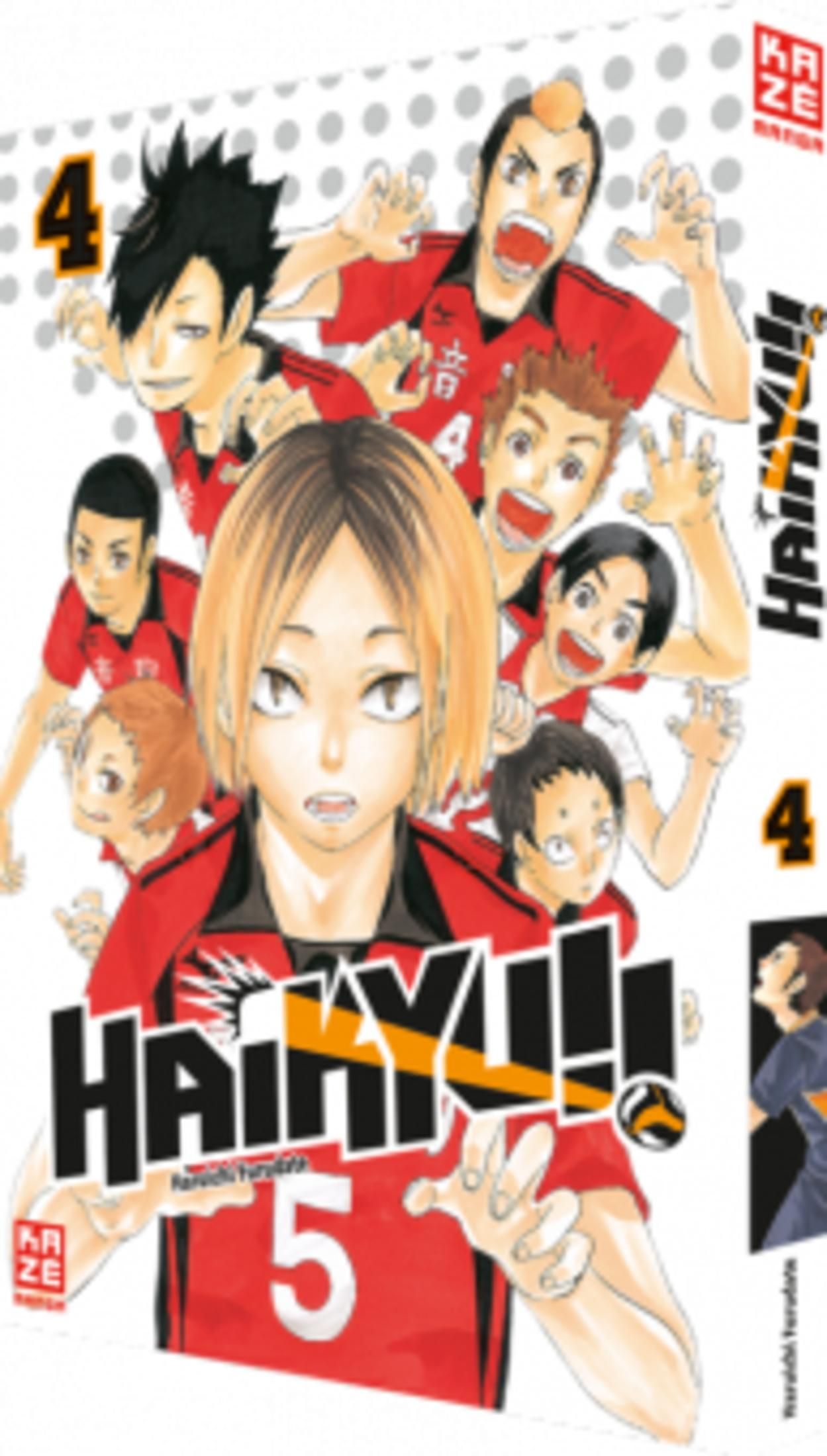 Anime-Cover: Junge Spieler in roten Trikots, eine mit "5" bedruckt.