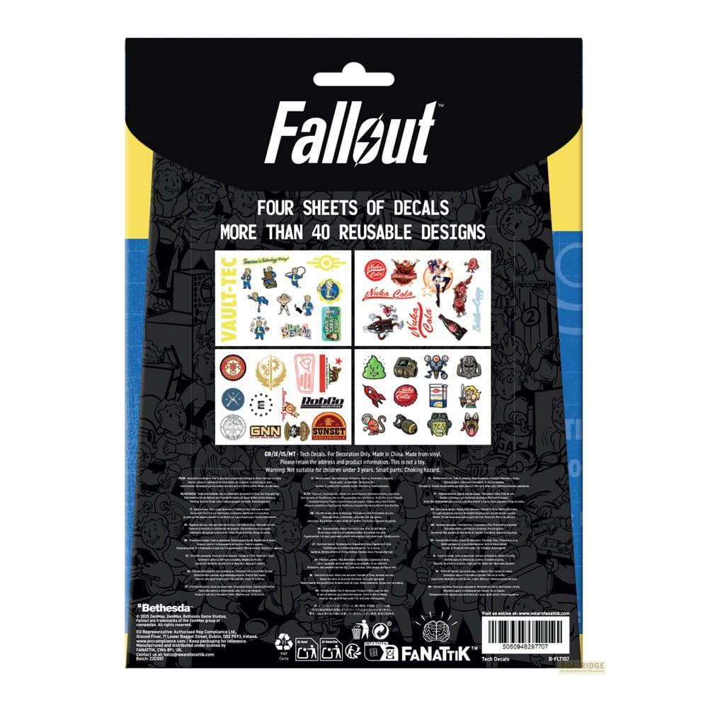 Calcomanías de Fallout con más de 40 diseños en cuatro hojas.