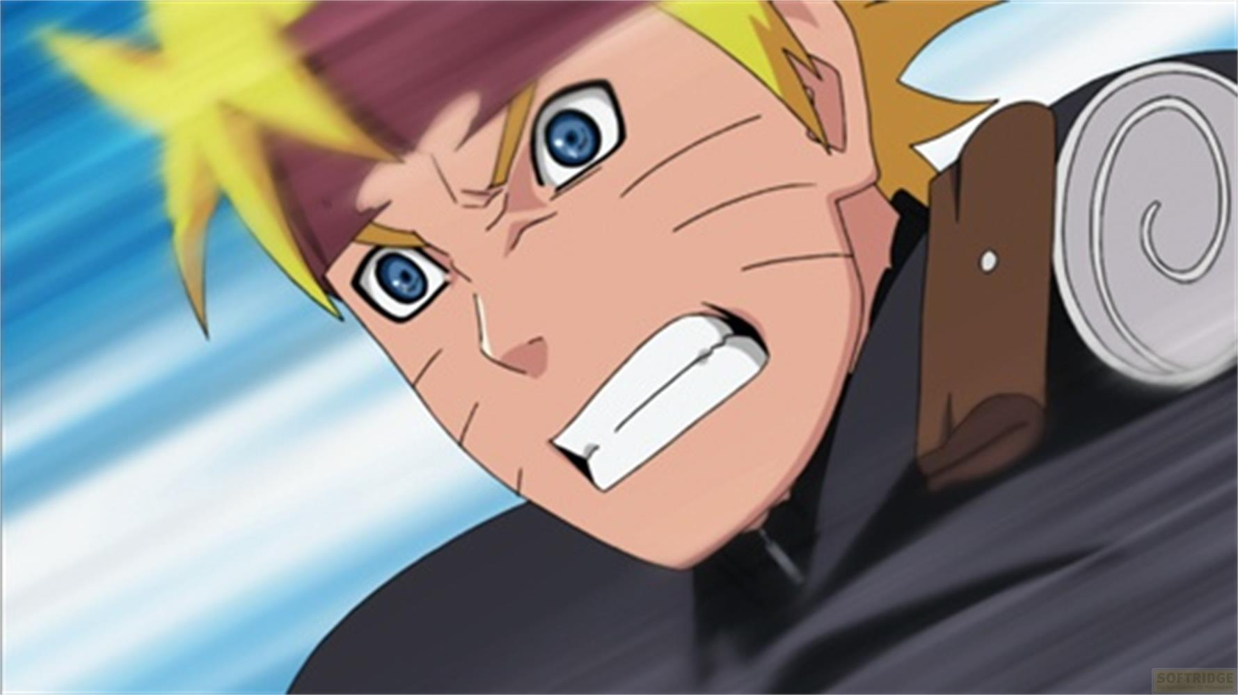 Personaggio anime con capelli biondi, occhi blu e fascia, aspetto arrabbiato.