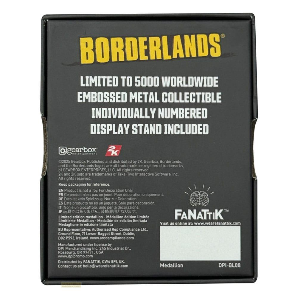 Borderlands-Box mit Logo, Text und Lizenzinformationen.