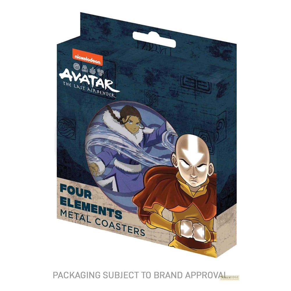 Avatar: Der Herr der Elemente Metalluntersetzer-Verpackung mit Aang und Katara.