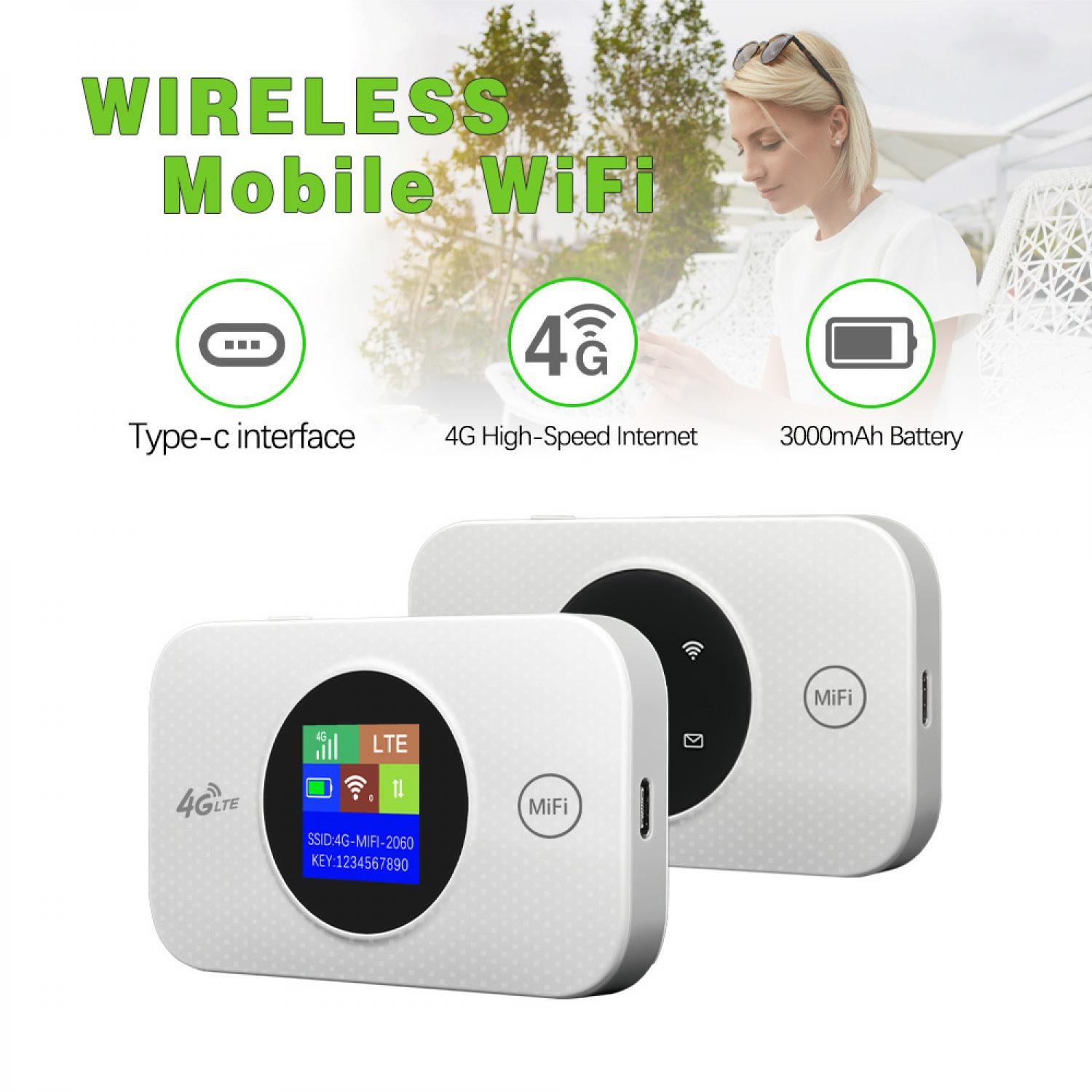 Zwei weiße mobile WLAN-Geräte mit Bildschirmen, die 4G LTE anzeigen.