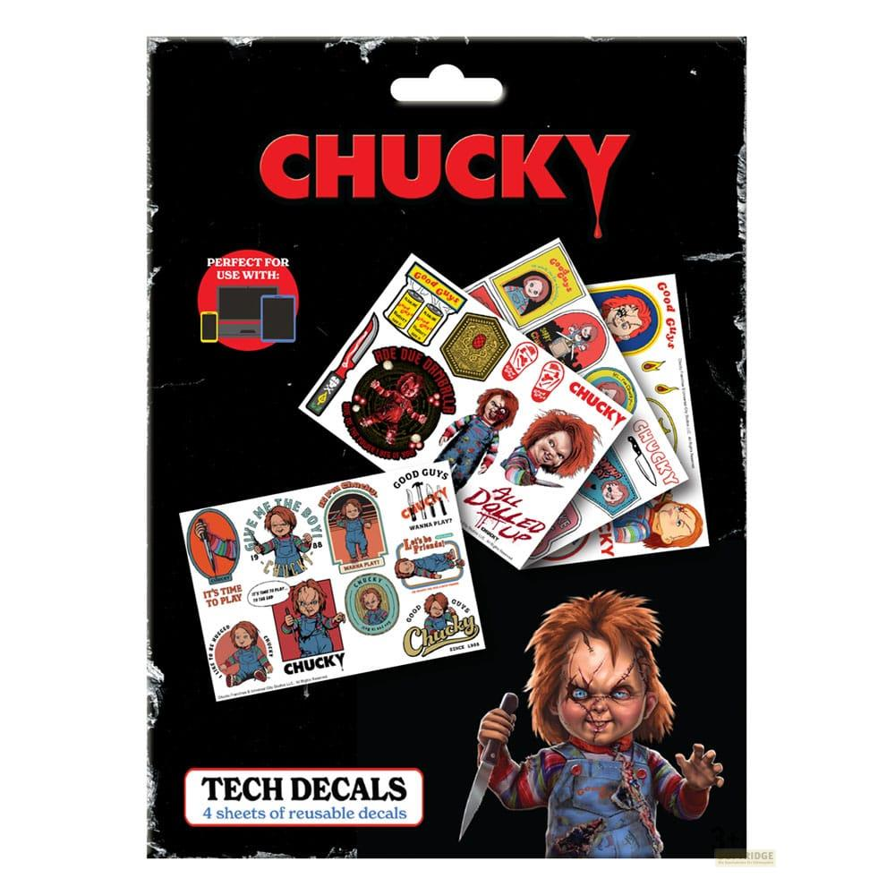 Chucky Tech-Aufkleber mit Chucky-Puppenbild, 4 Blatt wiederverwendbare Aufkleber.