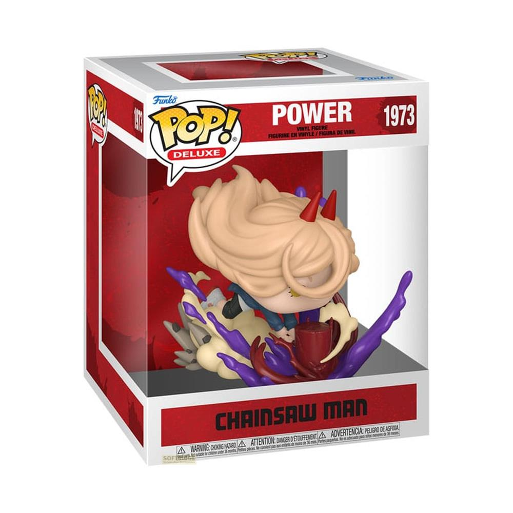 Figura Funko Pop! Power de Chainsaw Man en caja. Pelo rubio, cuernos rojos.