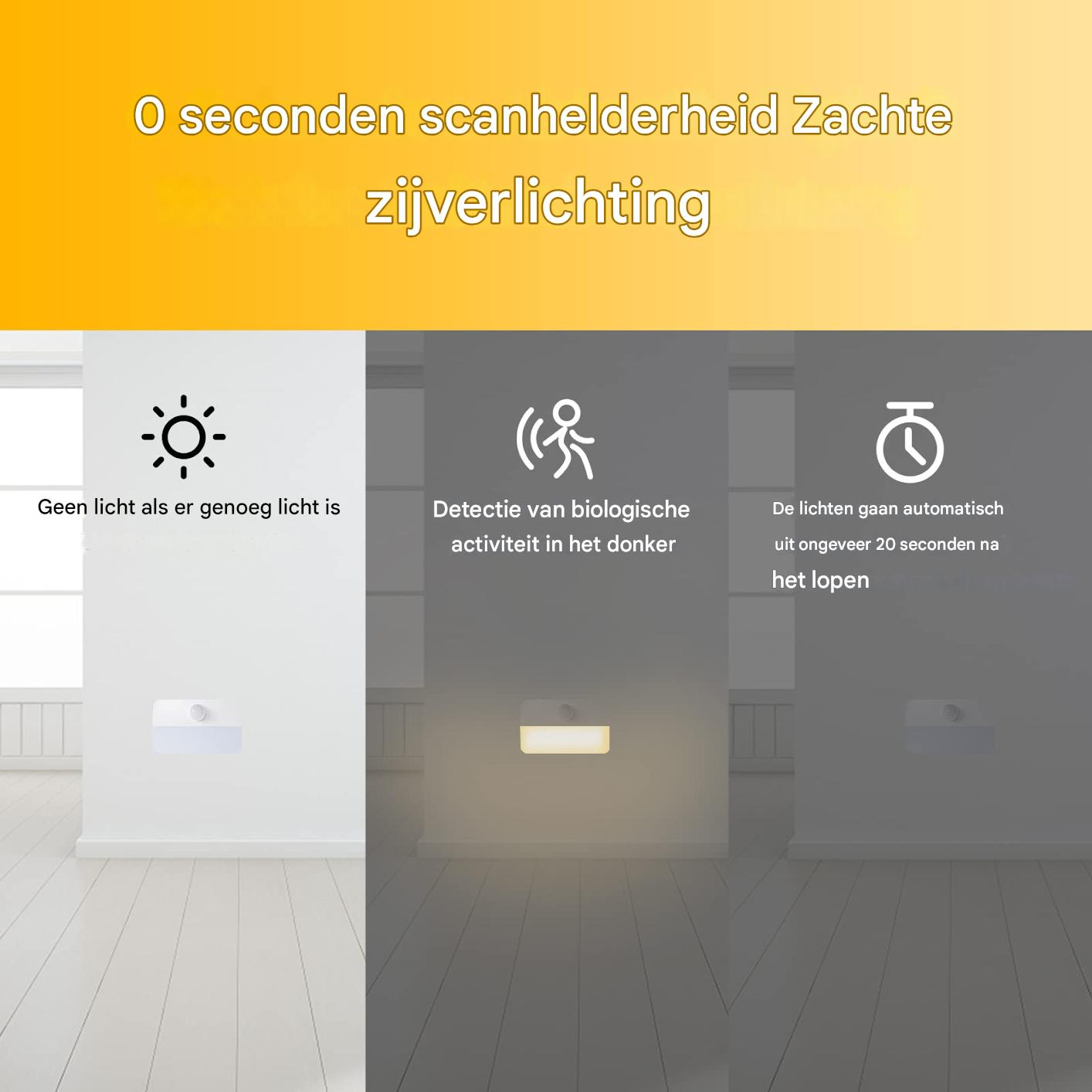 Ein Nachtlicht an einer Wand, das sich automatisch einschaltet.