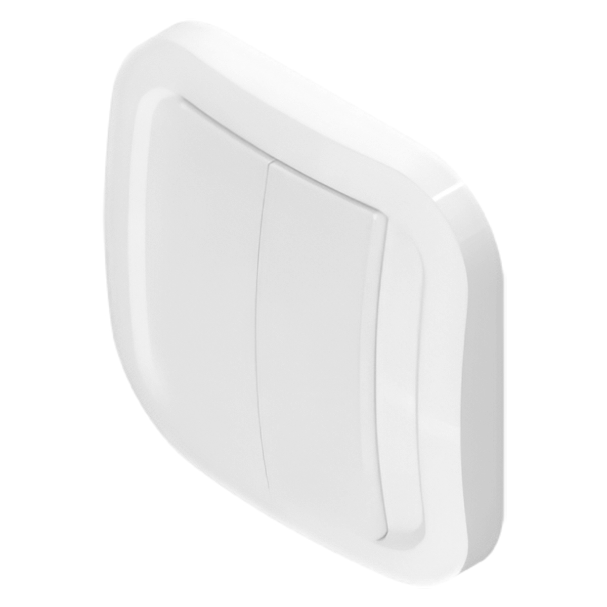 Un interruttore luce bianco a due pulsanti, design elegante.