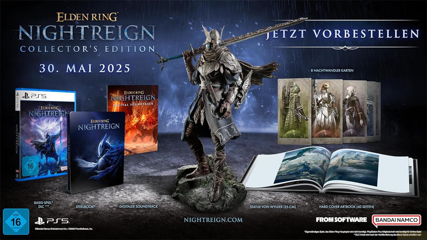 Elden Ring: Nightreign Edycja Kolekcjonerska ze statuą, artbookiem, steelbookiem i soundtrackiem.