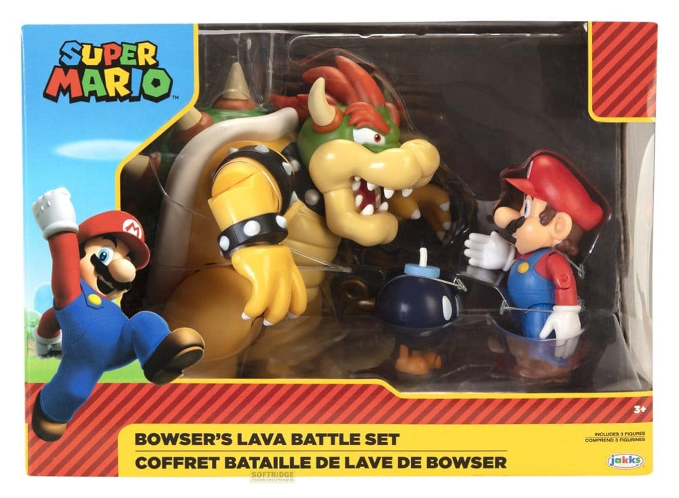 Set Battaglia di Lava di Bowser Super Mario con Mario, Bowser e bomba.