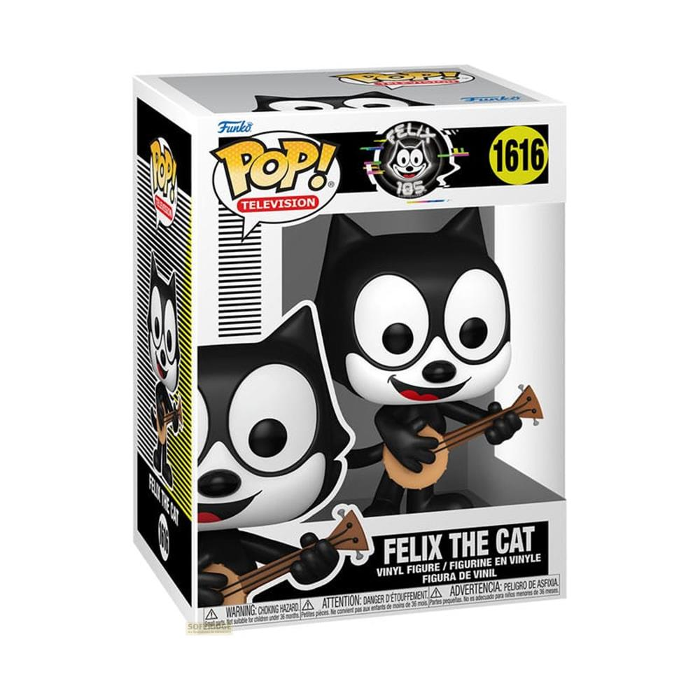 Figura de vinilo Funko Pop de Felix el Gato en caja, tocando guitarra.