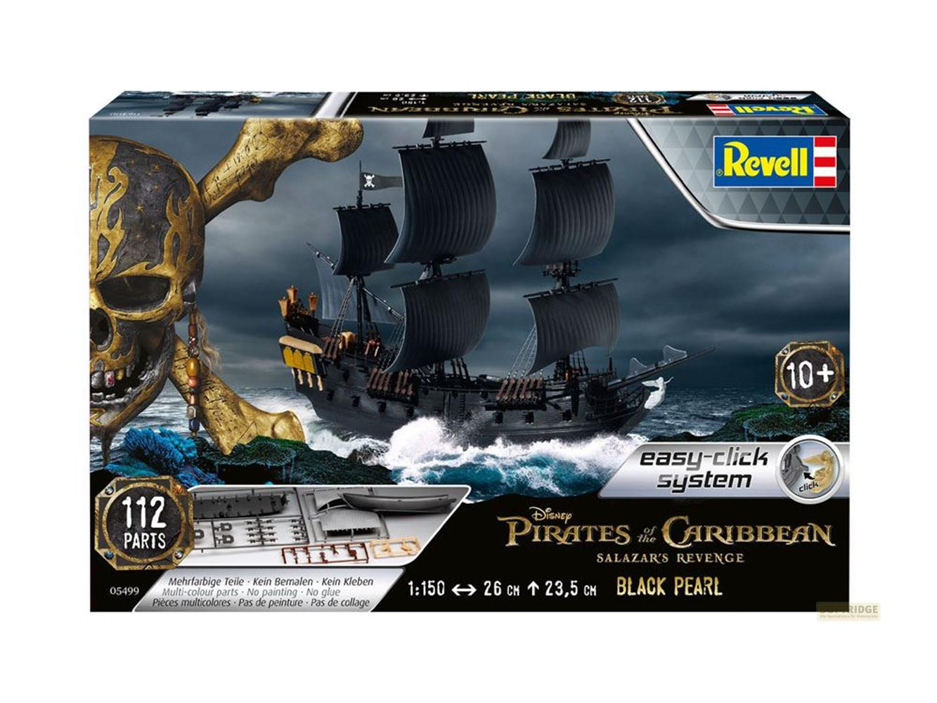 Kit modello Revell Black Pearl con teschio e ossa incrociate.