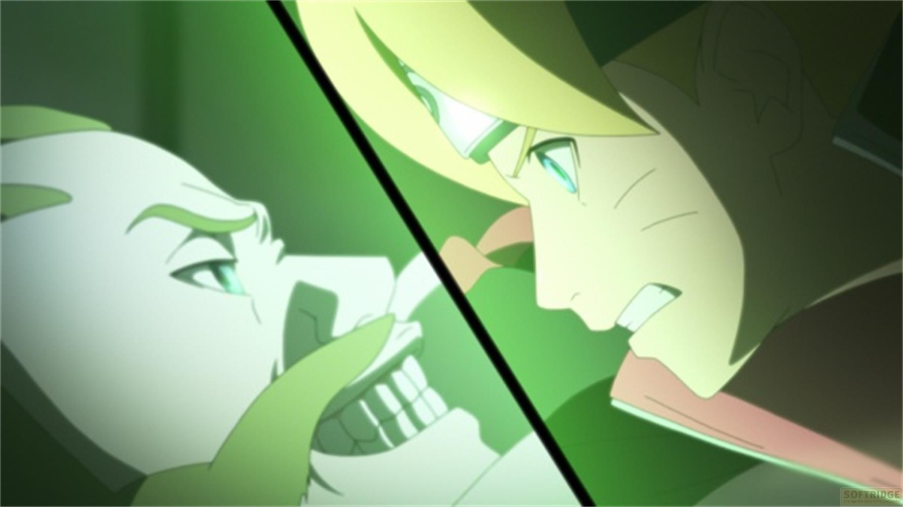 Due personaggi in combattimento, uno biondo, l'altro con faccia verde.