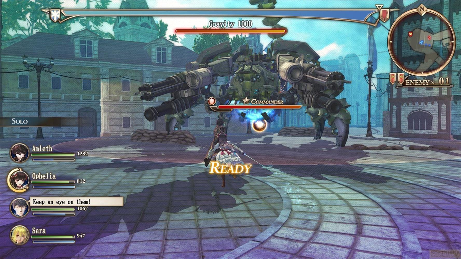 Młoda kobieta walczy z gigantycznym robotem w miejskim otoczeniu.