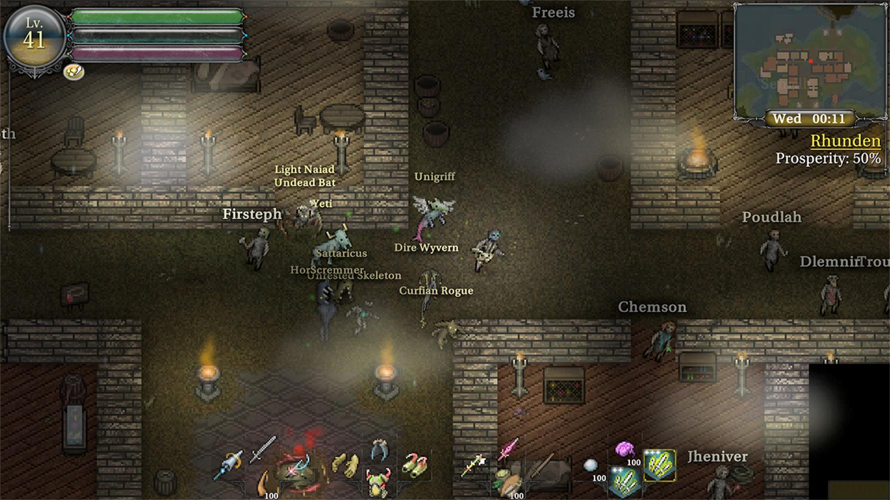 Una battaglia di gioco di ruolo con personaggi e mostri in un ambiente oscuro.