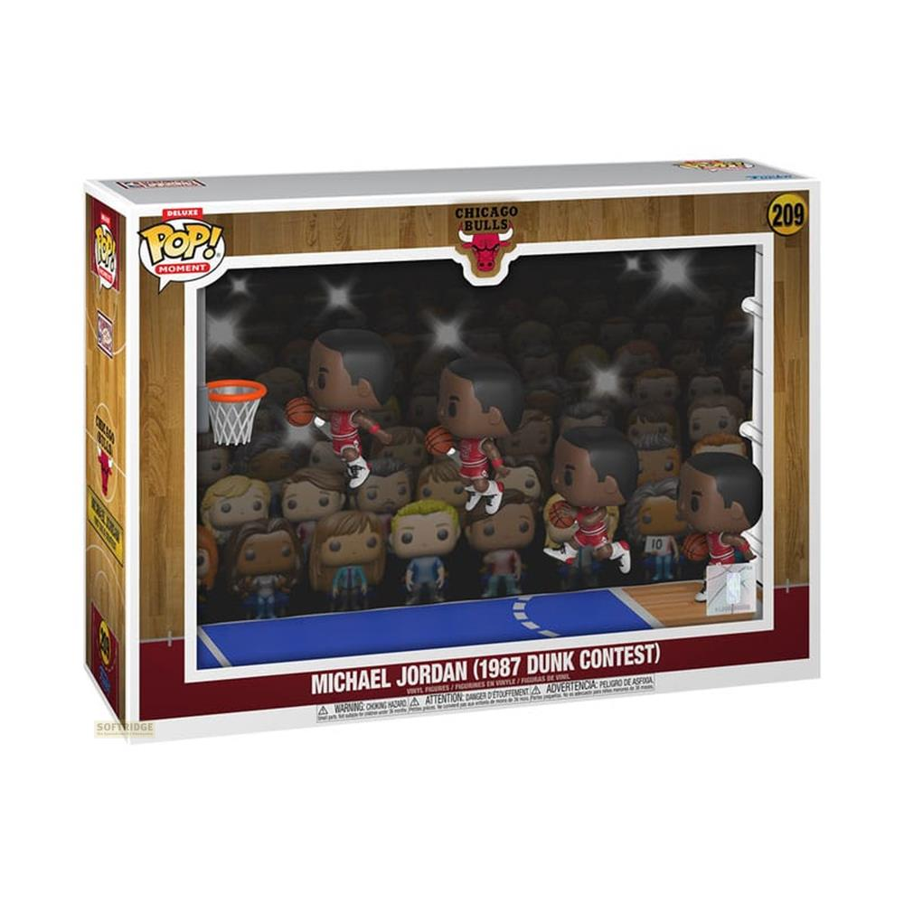 Michael Jordan Funko Pop! "1987 Dunk Contest" mit Publikum im Hintergrund.